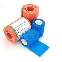 Universal Aluminum Rolled Emergency Splint and 2 Self-Adherent Cohesive Tape Rolls - Ideal Wrap for Sports, First Aid, Pets (Blue)