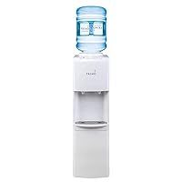 Top-Loading Water Dispenser - 2 Temp (Hot-Cold) Water Cooler Water Dispenser for 5 Gallon Bottle w/Child-Resistant Safety Feature, White