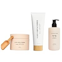 Supreme Shower Kit with N°14 Conditioning Body Cream in Santal, N°16 Opulent Shower Oil in Tuberose, and N°28 Exfoliating Body Polish in Santal