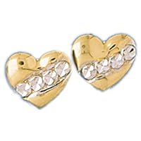 14K Two Tone Gold Heart Shape Earrings