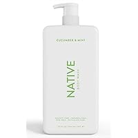 Native Body Wash for Women, Men | Sulfate Free, Paraben Free, Dye Free, with Naturally Derived Clean Ingredients, 36 oz bottle with pump - Pack of 1 (Cucumber & Mint)