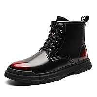 Men's Ankle Boots Short Boots Work Boot Patent Lerther High-top Lace Up For Male Winter Casual Leisure Fashion Round-toe Autumn