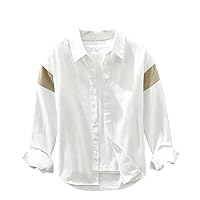 Cotton Color Matching Long Sleeve Shirt Men Spring Autumn Casual Jacket