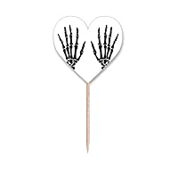 skeleton b human hand black pattern Toothpick Flags Heart Lable Cupcake Picks