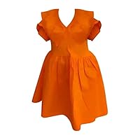 Girls Summer Large Lapel Peplum Short Sleeved Dress Infant Dress