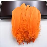 Zamihalla Silver Gray Hard Pole Natural Goose Feathers for Crafts Plumes 5-7inch/13-18cm Jewelry Pheasant Feather Wedding Home Decoration - Orange - 100 Pcs