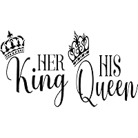 HER King, HIS Queen-(2 Pack)-Vinyl Decal Sticker-Truck-CAR-Van-SUV-Window-Wall-Cup-Laptop-ONE 5 INCH HER King and ONE 5 INCH HER Queen Decal Sticker(2PACK)-DS10010