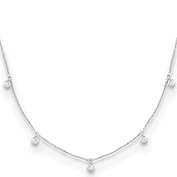 18k White Gold Diamond Stations Necklace 18 Inch Measures 6.2mm Wide Jewelry for Women