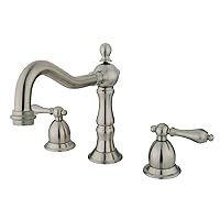 Kingston Brass KS1978AL Heritage Widespread Lavatory Faucet with Metal lever handle, Brushed Nickel