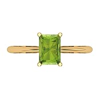 Clara Pucci 1.0 ct Radiant Cut Solitaire Natural Peridot Engagement Wedding Bridal Promise Anniversary Ring 18K Yellow Gold