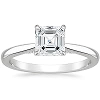 3.0 CT Asscher Colorless Moissanite Engagement Ring, Wedding/Bridal Ring, Solitaire Halo Style, Solid Gold Silver Vintage Antique Anniversary Promise Ring Gift for Her