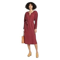 Universal Thread Women's Plus Size Balloon Long Sleeve Tie-Front Shirtdress - (Red, 1X)