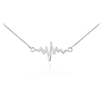 925 Sterling Silver Heartbeat Necklace - Length: 20