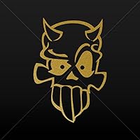 Skull Devil Sticker Decal Frightening Profile for Horror Movie Props Matte Gold (5X3,5)
