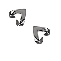 Silver Roots Black-tone Sterling Silver Minimalistic Ascending Delta Armor Ear Jackets Huggie Earrings