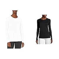 Hanes Women's Sport Cool Dri Long Sleeve Crewneck T-Shirt Multi-Color - Large White/Black