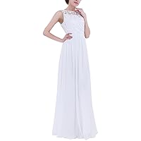 FEESHOW Women's Floral Lace Appliques Chiffon Wedding Bridesmaid Long Dress Prom Evening Gowns