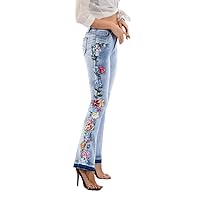 Bell Bottom Jeans for Women Flared Jeans Floral Embroidered Jeans 70s Outfits Bootcut Jeans Wide Leg Denim Pants