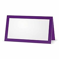Purple Place Cards - Flat or Tent - 10 or 50 Pack - White Blank Front with Solid Color Border - Placement Table Name Seating Stationery Party Supplies - Occasion or Dinner Event (10, Tent Style)