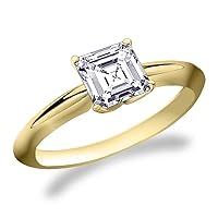 1 Carat Laser Inscribed IGI Certified Asscher Cut Lab Grown Diamond 14K Solitaire Engagement Ring (G-H Color, VS2)