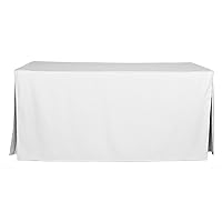 1C22259 Machine Washable Microfiber Solid Fitted Rectangular 72-inch x 30-inch Tablecloth for Events 6-feet, White