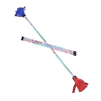 Professional Juggling Flower Sticks-Devil Sticks and 2 Hand Sticks, Beginner Friendly - Festival Series (Snow Cone, King)