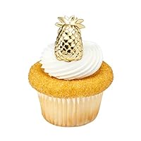 Golden Pineapple Luau Tropical Cake or Cupcake Topper DecoPics - Pack of 24