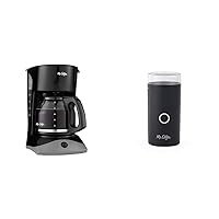Mr. Coffee Coffee Maker with Auto Pause and Glass Carafe, 12 Cups, Black & Simple Grind 14 Cup Coffee Grinder, Black