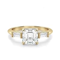 Moissanite Ring, 1.5 ct Colorless VVS1, 14K Yellow Gold with Side Stones