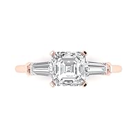 1.72 Square Emerald cut 3 stone Solitaire W/Accent White Lab Created Sapphire Anniversary Promise Bridal ring 18K Rose Gold
