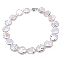 JYX Pearl Strand Necklace Classic Irregular 19-25mm Baroque White Freshwater Cultured Pearl Necklace for Women 18