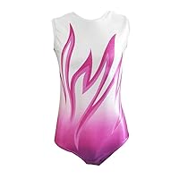 LIUHUO Gymnastics Leotards Rose Red Printed Round Neck Sleeveless Girls Training Clothes Competition Performance