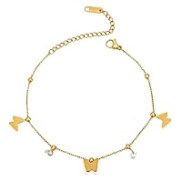 18K Gold Plated Ankle Bracelets/Evil Eyes/Multicolored/Butterfly with CZ stones Anklet/Jewelry Gifts Trendy for Women and Girls