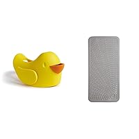 Munchkin® Beak™ Bath Spout Cover Safety Guard with Built-in Bubble Bath Dispenser, Yellow & Soft Spot™ Cushioned Bath Mat for Kids, Grey