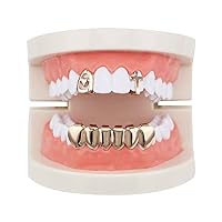 2 Single Heart Cross Shape Top Grillz Teeth and 6 Bottom Set Hip Hop Grillz Vampire Fangs Grillz-Dazzle at any event
