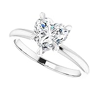 Mois 1 CT Heart Cut Colorless Moissanite Engagement Ring Wedding/Bridal Ring, Diamond Ring, Anniversary Solitaire Accented Promise Vintage Antique 925 Sterling Silver Amazing Ring for Wife