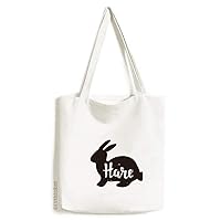 Hare Black And White Animal Tote Canvas Bag Shopping Satchel Casual Handbag