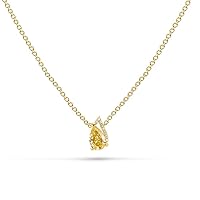 18K Yellow/White/Rose Gold Secret Garden Pave Petal Necklace With 0.64 TCW Natural Diamond (Pear Shape, Green Color, VS-SI2 Clarity) Dainty Necklace, Necklaces For Women Gift For Her Jewelry For Women