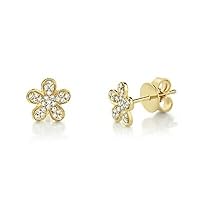 0.30Ct Round Cut White Diamond 925 Sterling Silver 14K Yellow Gold Over Diamond Floral Daisy Flower Stud Earrings for Women's