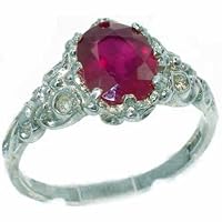 925 Sterling Silver Real Genuine Ruby Womens Band Ring