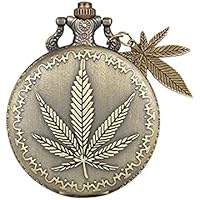 Unique Leaf Pattern Cover Pocket Watches for Men, Chain Pendant Watch for Male Xmas Gift