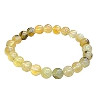 Natural Prehnite  6mm rondelle smooth 7inch Semi-Precious Gemstones Beaded Bracelets for Men Women Healing Crystal Stretch Beaded Bracelet Unisex