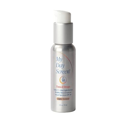 Light to Medium Tinted Drops - SPF 30 Indoor Blue Light Moisturizer Facial Mineral Sunscreen. Broad Spectrum, Vegan, Natural, and Sustainable. 2 oz