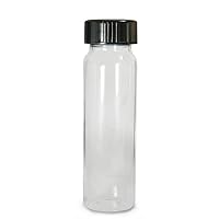 GLC-00998 Borosilicate Glass 15mL Clear Type I Screw Thread Vial, with Black Phenolic Pulp/Vinyl Lined Cap Attached, 21mm Diameter x 70mm Height (Case of 144)