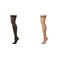 Hanes Women's Silk Reflections Thigh Highs, Jet/Barely There, C/D