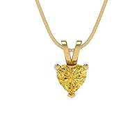 0.55 ct Heart Cut Natural Orange Citrine Solitaire Pendant Necklace With 16