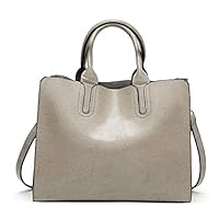 Women Fashion Tote Handbags Lightweight PU Leather Satchel Shoulder Bags Retro Oil Wax Handle Purse