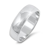 925 Sterling Silver Milgrain Edges Wedding Band Ring Rhodium Plated