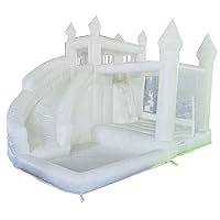 White Bounce House Castle PVC Inflatable with Slide Jumper Bouncy Castle with Blower White Jumper Bouncy Castle Wedding Decorations Jumping Bed for Kids(15FTX 11.5FTX10FT)