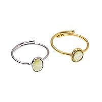 Natural Green Sphene 925 Sterling Silver Adjustable Wedding Engagement Ring for women